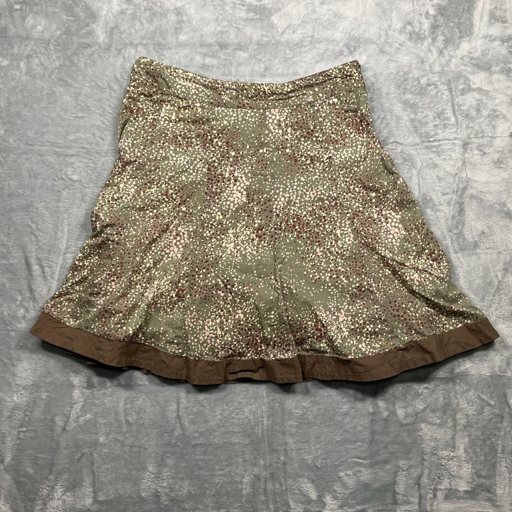 Aventura Skirt Womens Green Brown Dot Print Skirt Organic Cotton Made in India 8